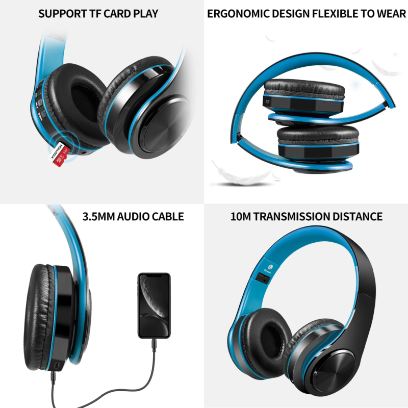 Bluetooth Headphones over Ear, Hi-Fi Stereo Wireless Foldable Headset with Soft Memory-Protein Earmuffs - Image 4