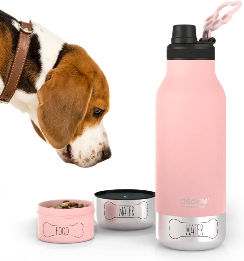 Dog Bowl Attached to Stainless Steel Insulated Travel Bottle for Human 33 Ounce (Burgundy) - Image 17