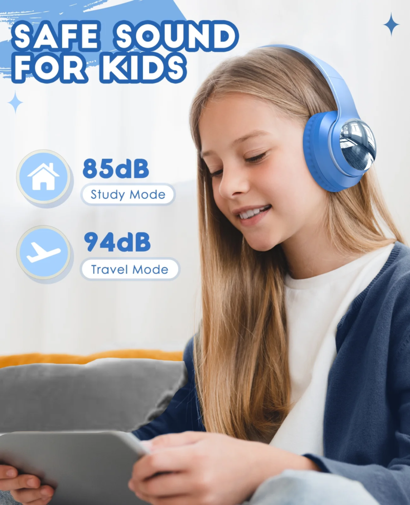 Kids Headphones Bluetooth,  Wireless/Wired On-Ear Headset with Noise Cancelling Microphone for Toddler Boys Girls Tablet School - Image 4