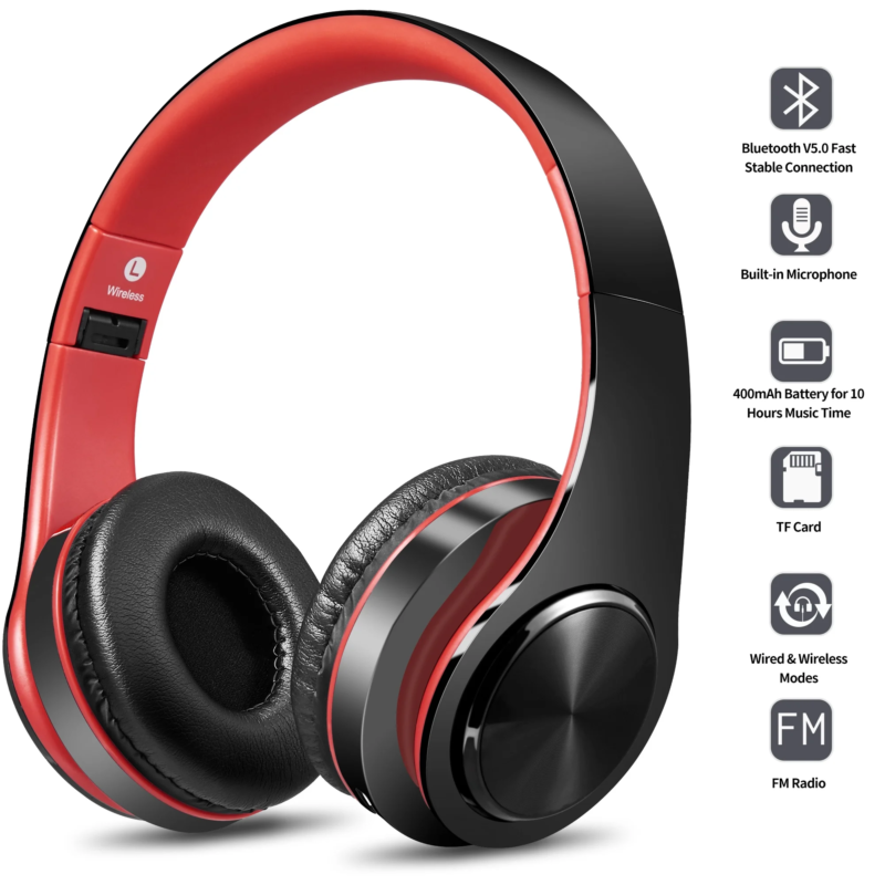 Bluetooth Headphones over Ear, Hi-Fi Stereo Wireless Foldable Headset with Soft Memory-Protein Earmuffs - Image 12