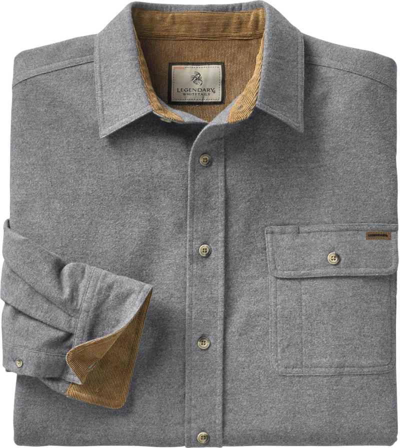 Men'S Buck Camp Flannel, Long Sleeve Plaid Button down Casual Shirt, Corduroy Cuffs - Image 3