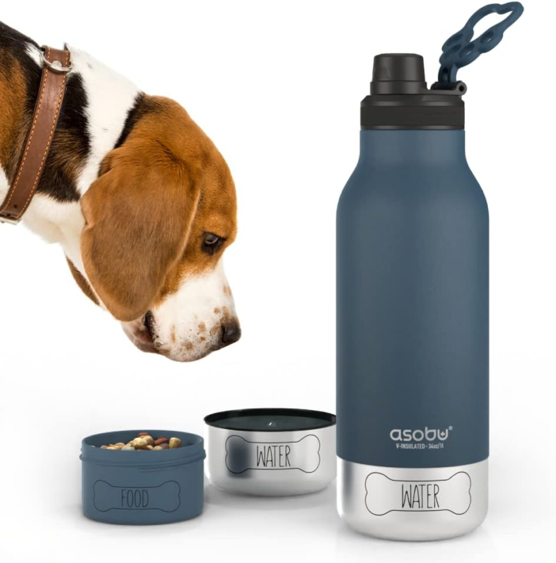 Dog Bowl Attached to Stainless Steel Insulated Travel Bottle for Human 33 Ounce (Burgundy) - Image 19