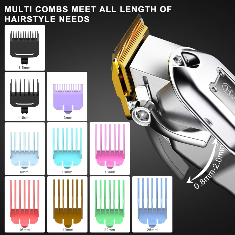 Mens Hair Clippers Professional Cordless Hair Beard Trimmer Haircut Grooming Kit Rechargeable Stainless Steel - Image 5