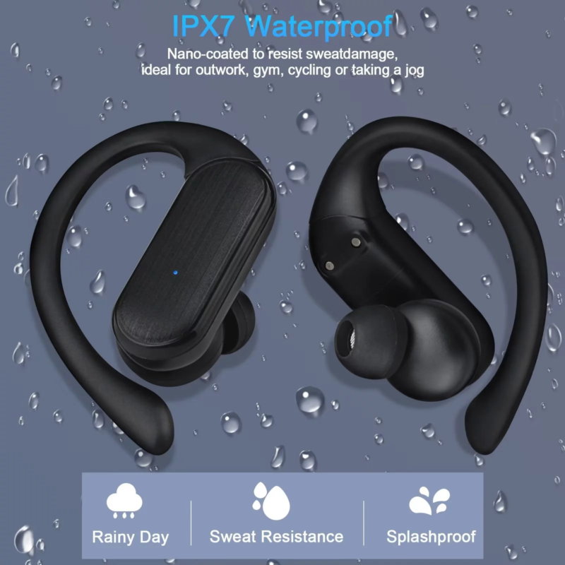 Bluetooth 5.3 IPX7 Noise Cancelling Wireless Earbuds with 45H Playtime, Black - Image 2