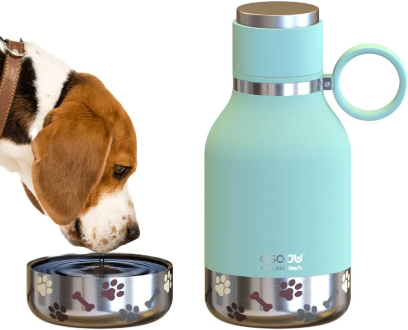 Dog Bowl Attached to Stainless Steel Insulated Travel Bottle for Human 33 Ounce (Burgundy) - Image 21