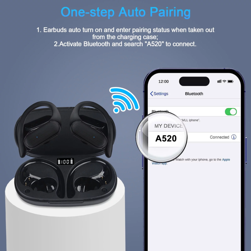 Bluetooth 5.3 IPX7 Noise Cancelling Wireless Earbuds with 45H Playtime, Black - Image 7