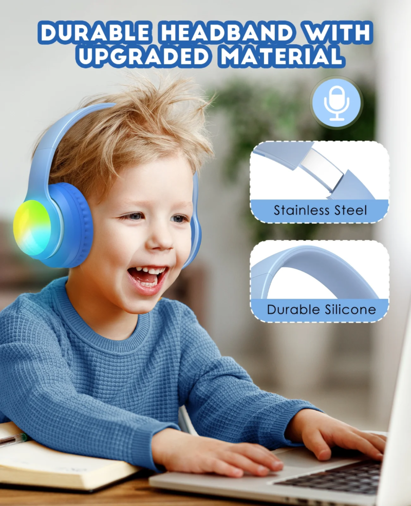 Kids Headphones Bluetooth,  Wireless/Wired On-Ear Headset with Noise Cancelling Microphone for Toddler Boys Girls Tablet School - Image 7