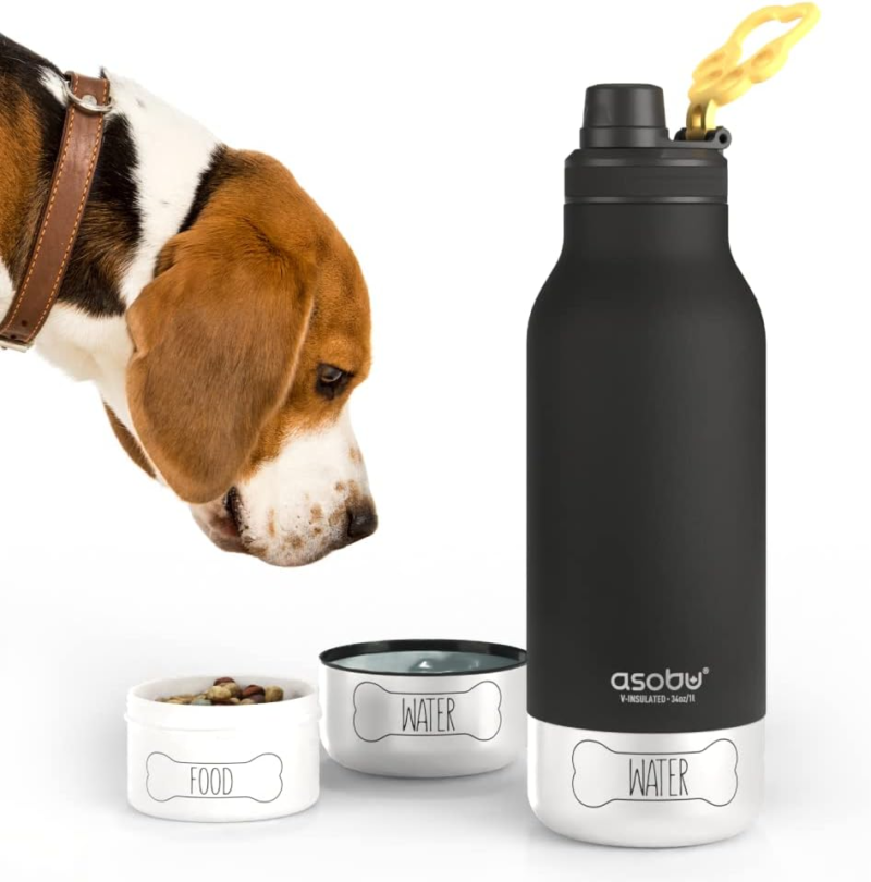 Dog Bowl Attached to Stainless Steel Insulated Travel Bottle for Human 33 Ounce (Burgundy) - Image 11