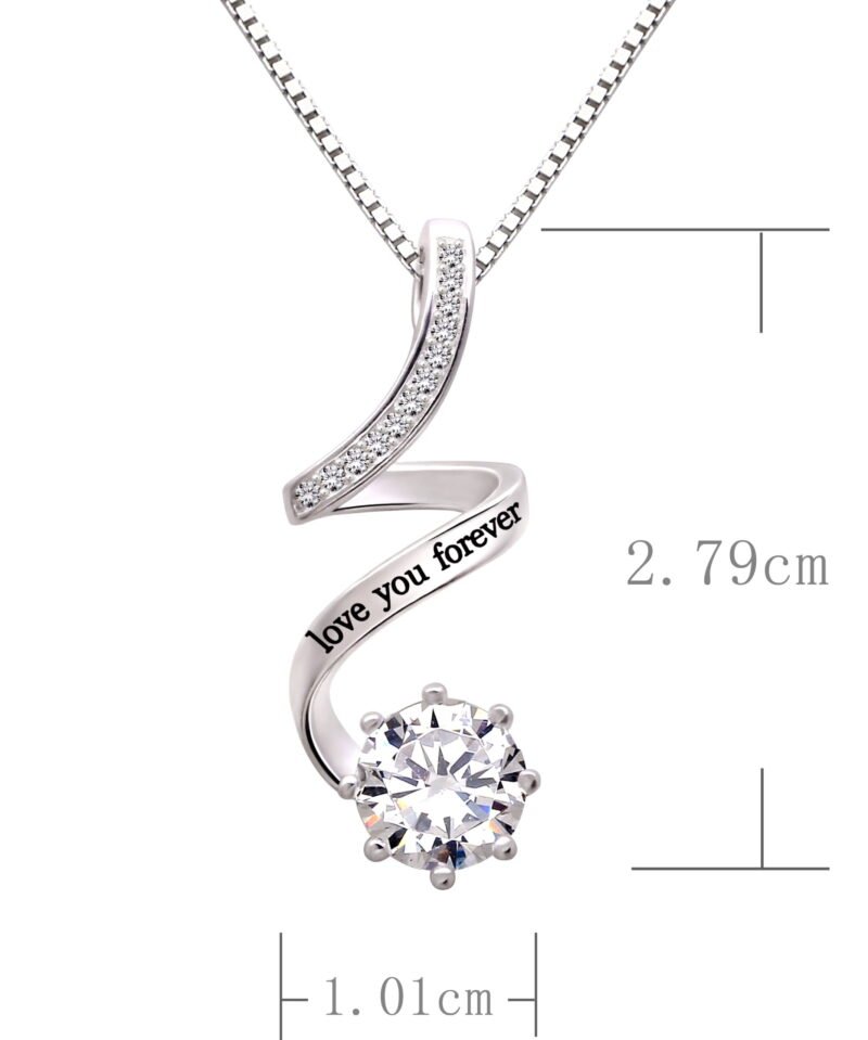 Jewelry Sterling Silver "Love You Forever" Cubic Zirconia Pendant Necklace - Image 3