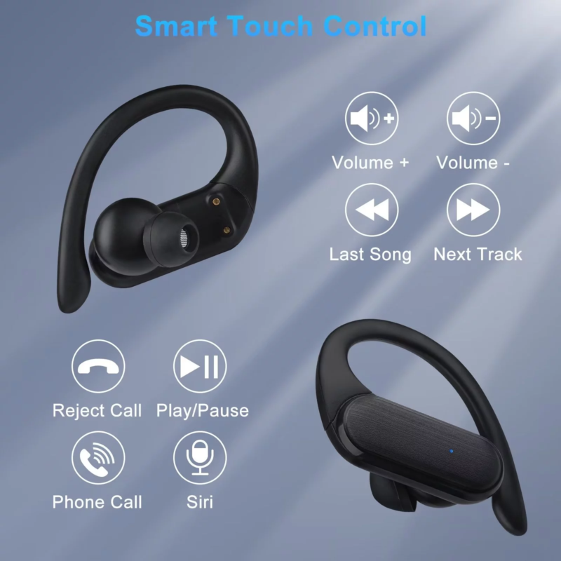 Bluetooth 5.3 IPX7 Noise Cancelling Wireless Earbuds with 45H Playtime, Black - Image 3