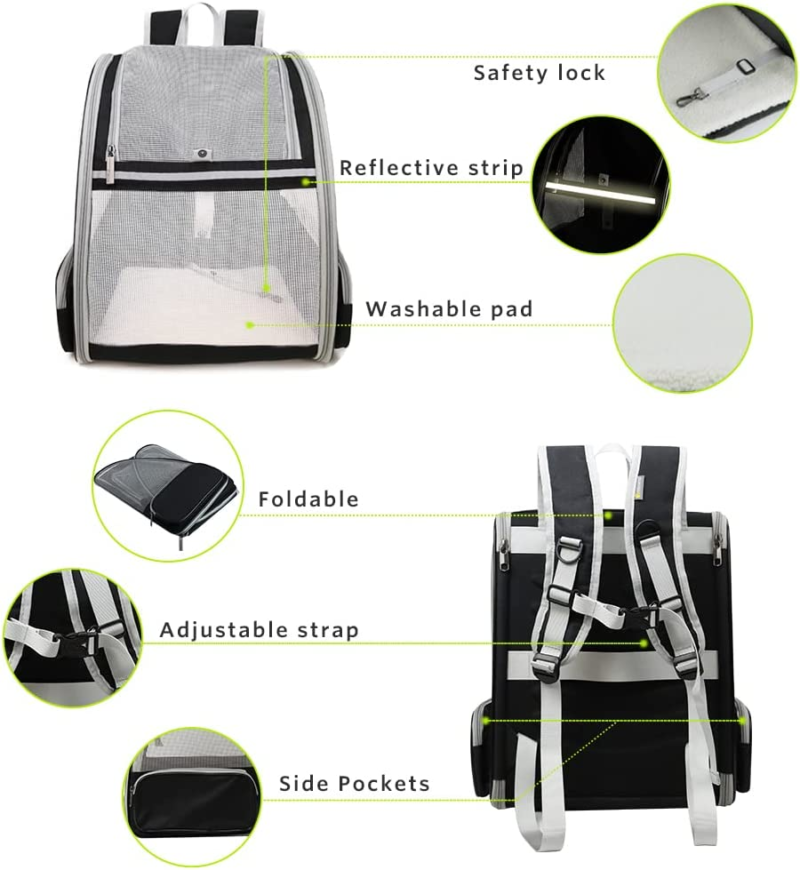 Innovative Traveler Bubble Backpack Pet Carriers for Cats and Dogs (Black) - Image 4