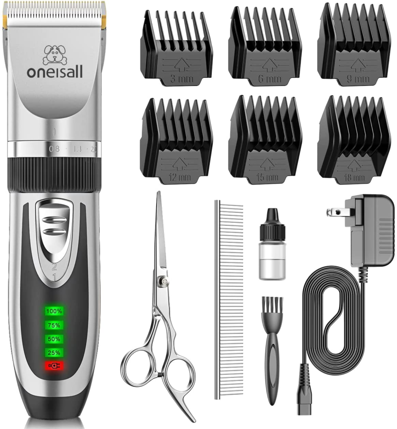 Dog Clippers Low Noise, 2-Speed Quiet Dog Grooming Kit Rechargeable Cordless Pet Hair Clipper Trimmer Shaver for Small and Large Dogs Cats Animals (Gold) - Image 9