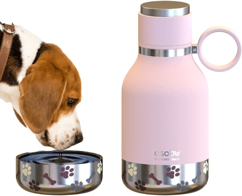 Dog Bowl Attached to Stainless Steel Insulated Travel Bottle for Human 33 Ounce (Burgundy) - Image 13