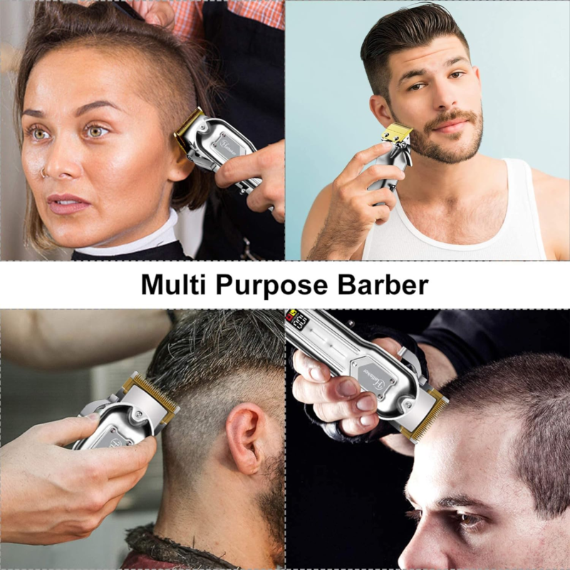 Mens Hair Clippers Professional Cordless Hair Beard Trimmer Haircut Grooming Kit Rechargeable Stainless Steel - Image 3