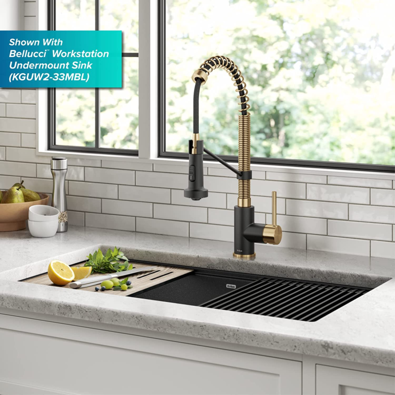 Bolden Commercial Style 2-Function Single Handle Pull down Kitchen Faucet in Brushed Gold, KPF-1610BG - Image 8