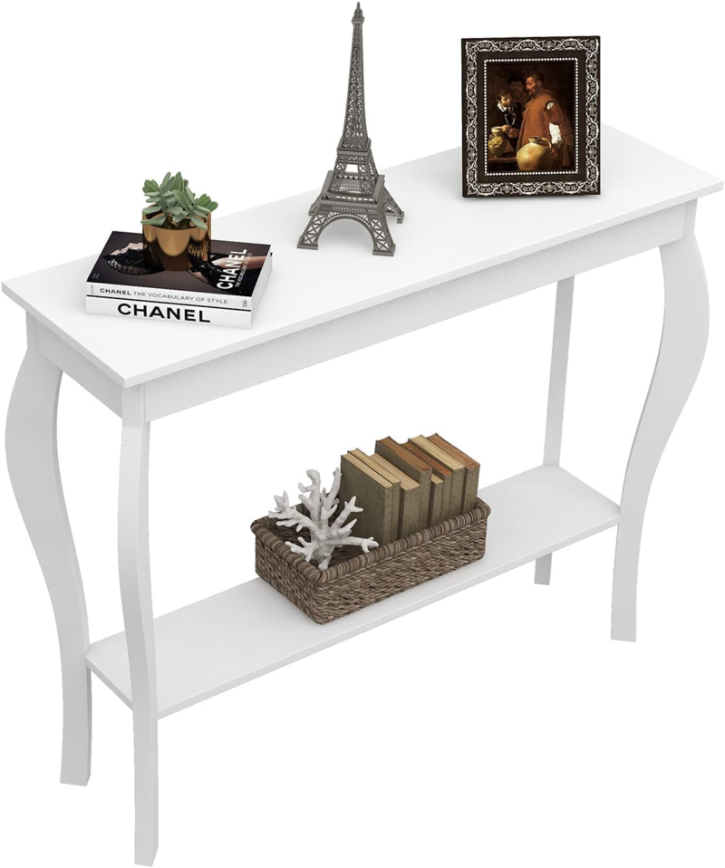 Narrow Console Table, Chic Accent Sofa Table, Entryway Table, White - Image 4