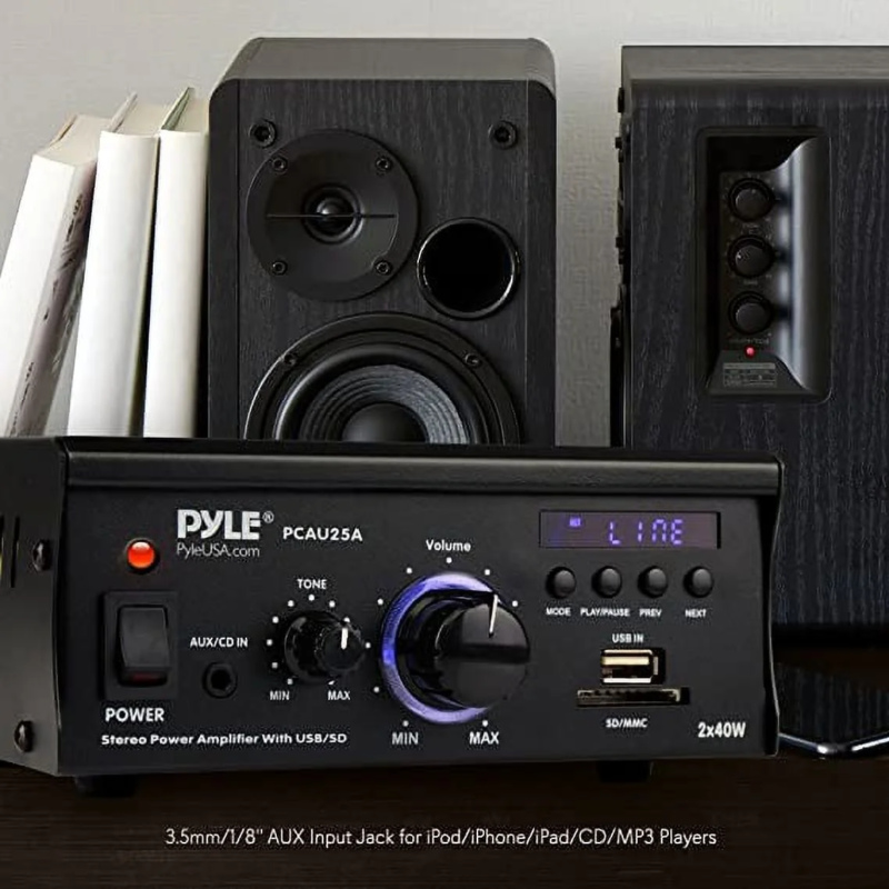 Audio Power Amplifier System - 2X40W Dual Channel Mini Theater Power Stereo Sound Receiver Box - Image 5