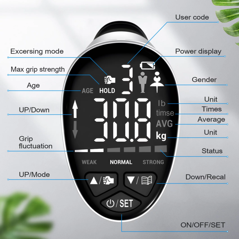 Grip Strength Trainer, Grip Strength Tester Hand Grip Exerciser Auto Capturing Digital Hand Dynamometer - Image 5