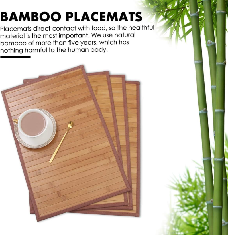 Bamboo Placemats for Dining Table, Placemats Set of 4,Stain-Resistant,Heat-Resistant Place Mats,Durable and Sturdy Dining Place Mats for Kitchen Table (Original) - Image 3