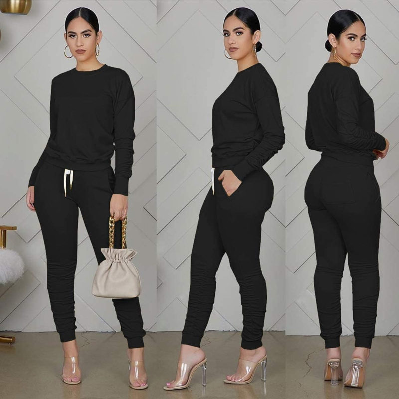 Women'S Two Piece Outfit Joggers Sets Lounge Sweatsuit Tracksuit Sweatpants Sets with Pocket - Image 4