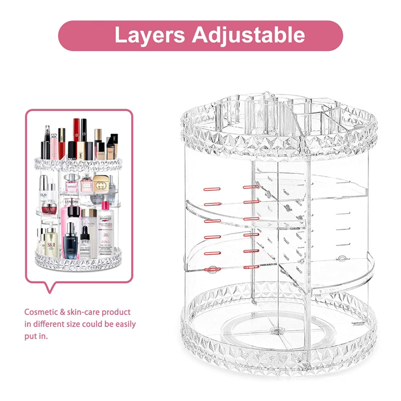 360 Rotating Makeup Organizer Perfume Organizer with 8 Adjustable Layer Clear Cosmetic Storage Display Case Large Capacity Acrylic Beauty Organizer for Vanity Countertop or Bedroom Dresser - Image 5