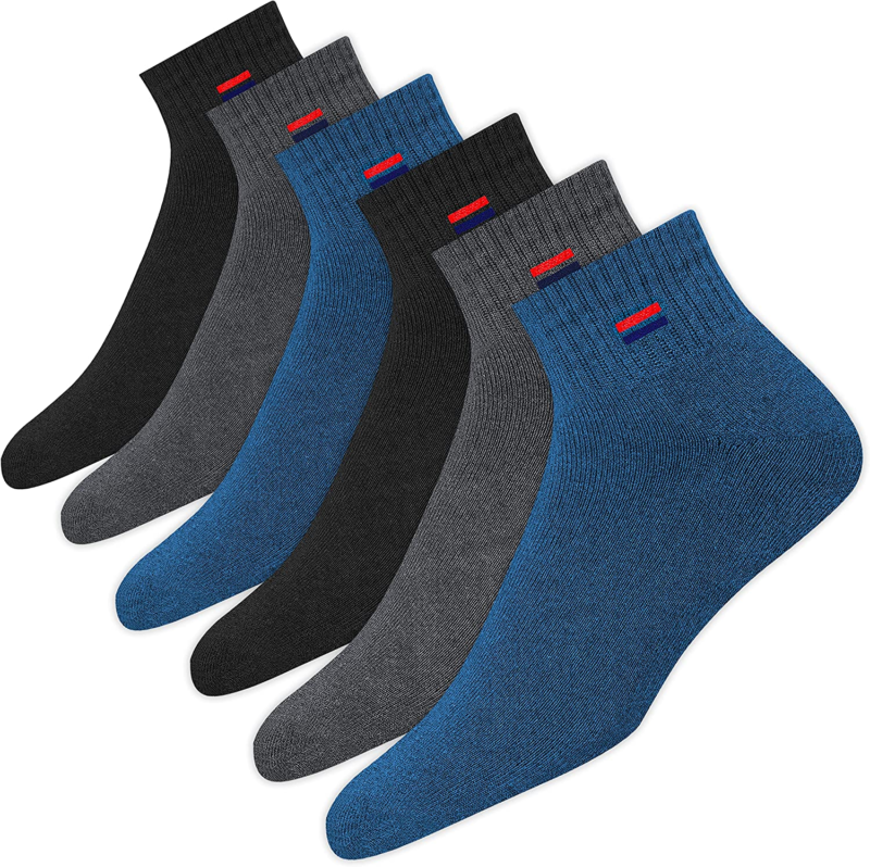 Men'S Cotton Socks Athletic Quarter Socks for Running, Training, Casual Wear Pack of 6 - Image 4