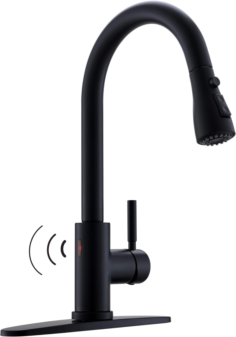 Kitchen Faucets with Pull down Sprayer Commercial Industrial Stainless Steel Single Handle Single Hole Spring Farmhouse RV Sink Faucet, Matte Black Kitchen Faucet for Laundry Utility Room Sink - Image 14