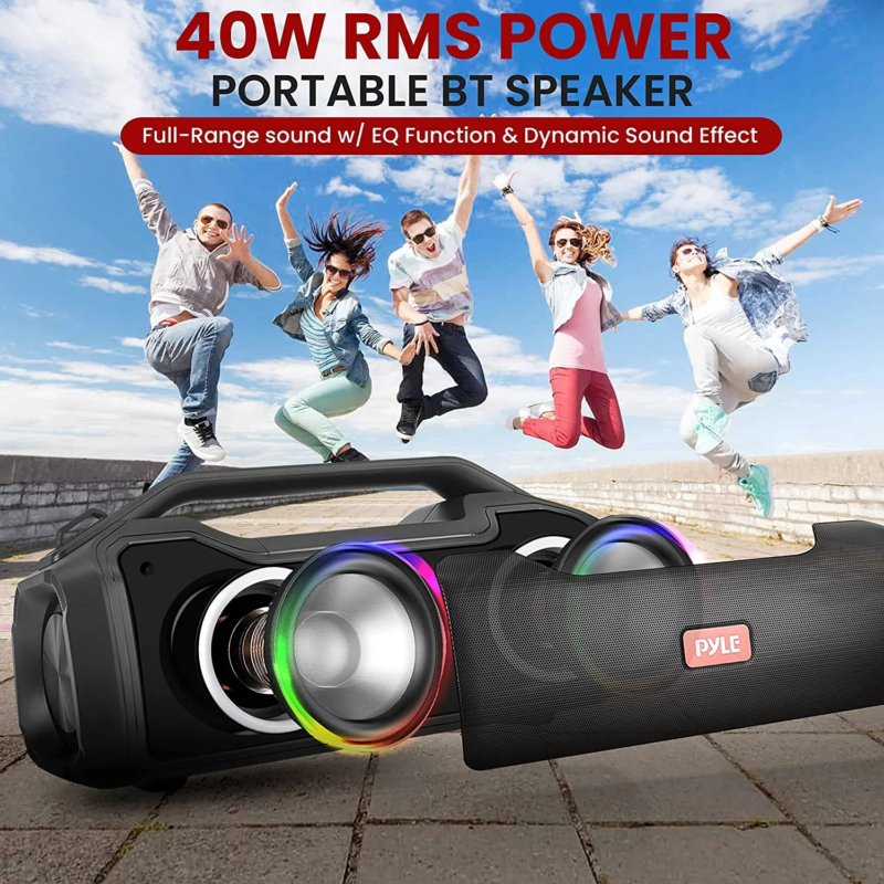 Virtual Assistance RGB Lighting Waterproof Wireless Bluetooth Portable Speaker, Black, PSBWP4 - Image 4