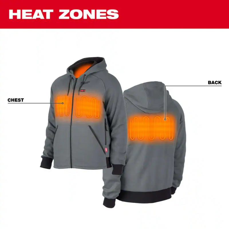 Men'S Small M12 12-Volt Lithium-Ion Cordless Gray Heated Jacket Hoodie (Jacket and Battery Holder Only) - Image 2