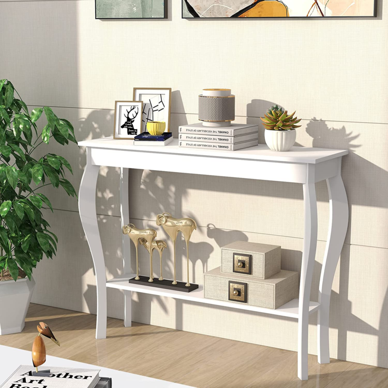 Narrow Console Table, Chic Accent Sofa Table, Entryway Table, White - Image 2