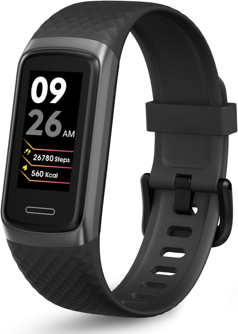 Active 2 Veryfit Fitness Tracker Heart Rate Spo2 Blood Oxygen Saturation Sleep Monitor Step Counter Pedometer IP68 Waterproof Activity Running Smart Watches for Men Women (ID155) (Black)