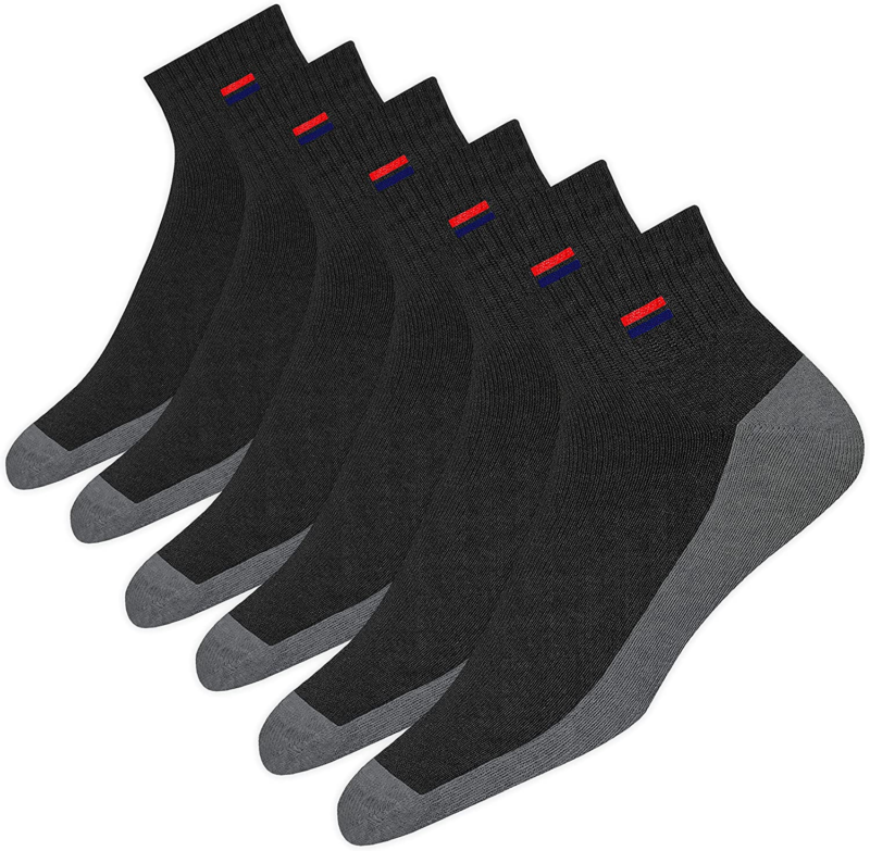 Men'S Cotton Socks Athletic Quarter Socks for Running, Training, Casual Wear Pack of 6 - Image 7