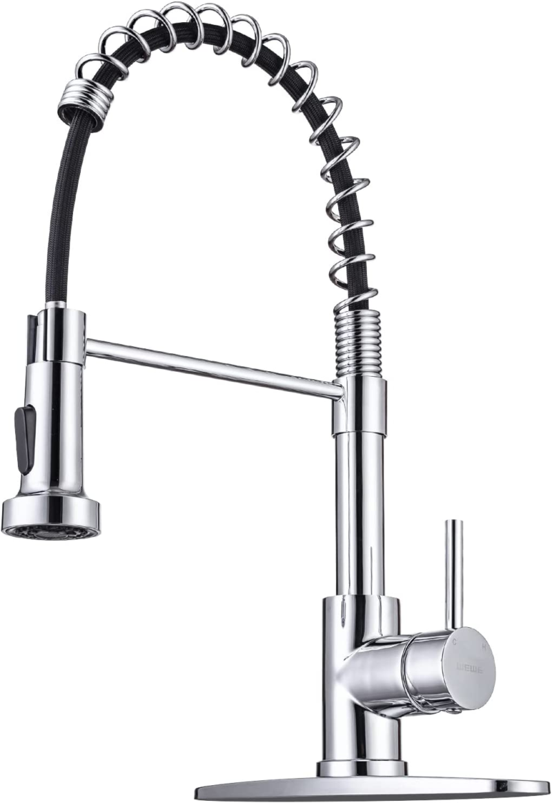 Kitchen Faucets with Pull down Sprayer Commercial Industrial Stainless Steel Single Handle Single Hole Spring Farmhouse RV Sink Faucet, Matte Black Kitchen Faucet for Laundry Utility Room Sink - Image 23