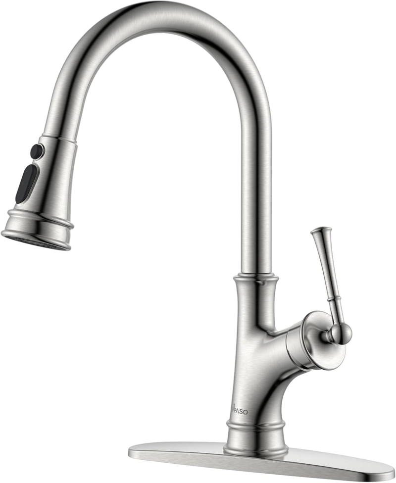 Pull down Kitchen Faucet with Sprayer Oil Rubbed Bronze, Single Handle One Hole High Arc Pull Out Spray Head Kitchen Sink Faucet with Deck Plate - Image 15