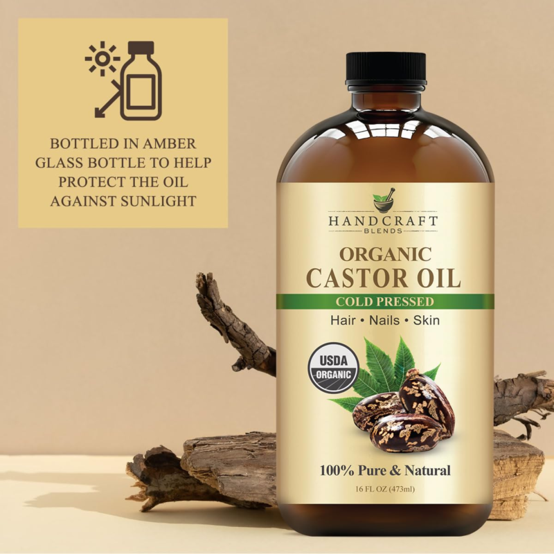 Cold-Pressed Organic Castor Oil in Glass Bottle - 16 Fl Oz - 100% Pure and Natural - Premium Grade Carrier Oil for Hair Growth, Eyelashes and Eyebrows - Hair and Body - Image 7