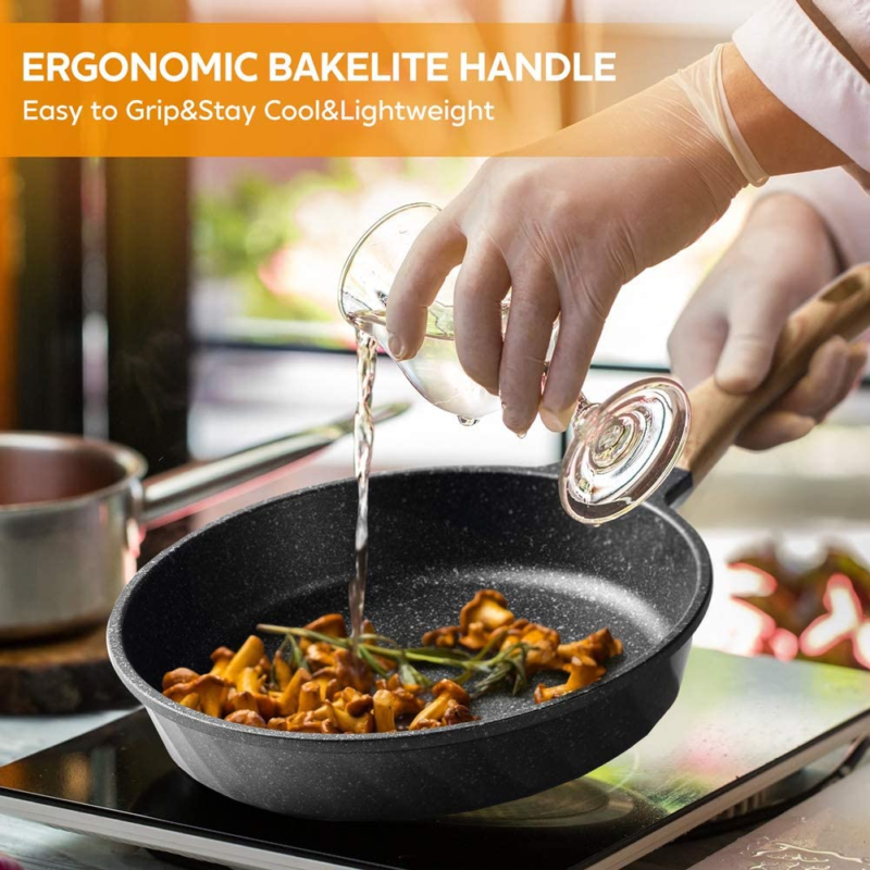 Frying Pans Nonstick, Induction Frying Pan Set Granite Skillet Pans for Cooking Omelette Pan Cookware Set with Heat-Resistant Handle, Christmas Gift for Women (8" &9.5" &11") - Image 6