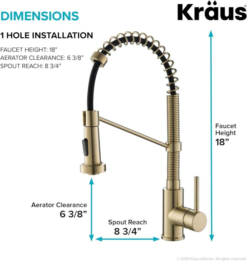 Bolden Commercial Style 2-Function Single Handle Pull down Kitchen Faucet in Brushed Gold, KPF-1610BG - Image 5