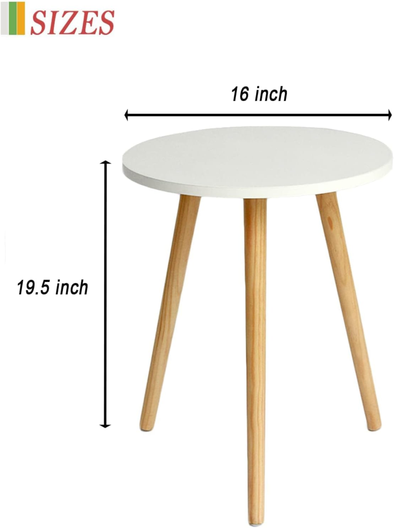 round Side/ End Table, Accent Nightstand Modern for Living Room Bedroom Office Small Spaces, 16''D X 19.5''H (White) - Image 3