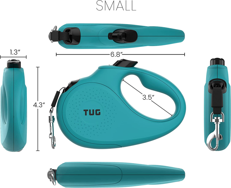 Monochrome 360° Tangle-Free Retractable Dog Leash | 16 Ft Strong Nylon Tape (Small, Aqua) - Image 2