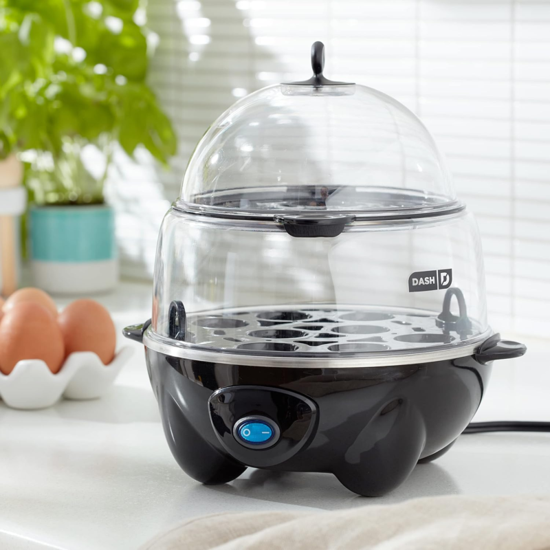 Deluxe Rapid Egg Cooker for Hard Boiled, Poached, Scrambled Eggs, Omelets, Steamed Vegetables, Dumplings & More, 12 Capacity, with Auto Shut off Feature - Black - Image 2