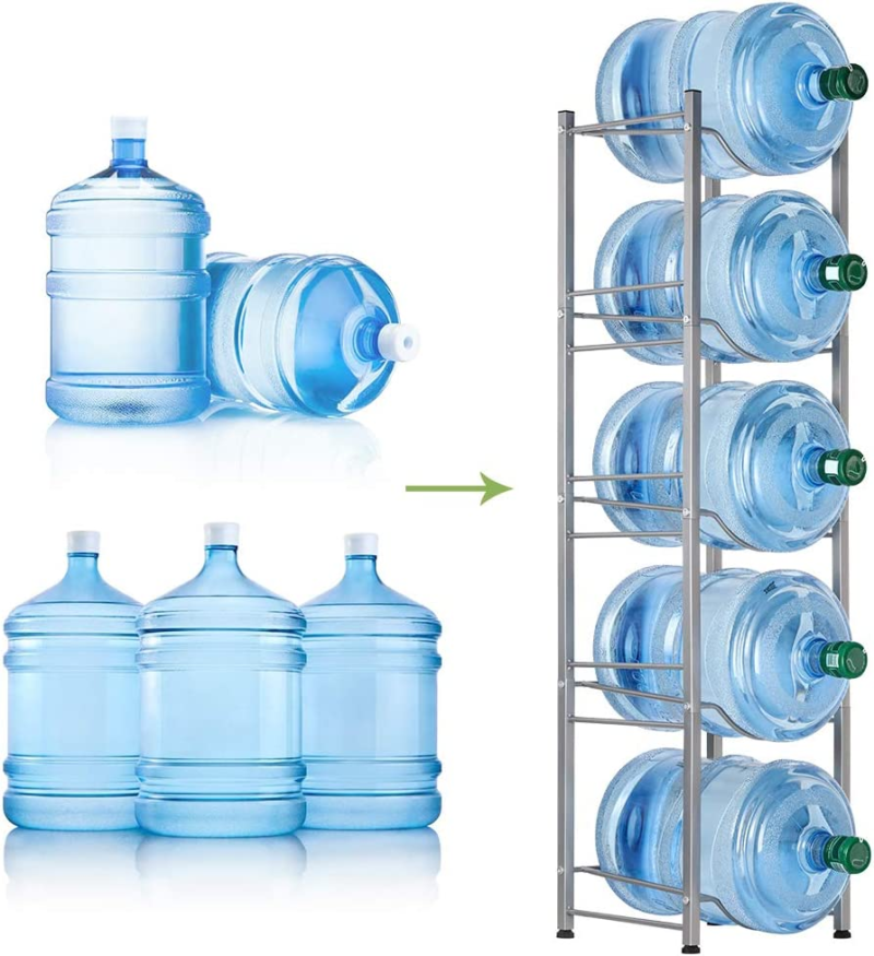 5-Tier Water Jug Rack, 5 Gallon Detachable Water Bottle Holder for Kitchen, Office, Home, Silver - Image 6