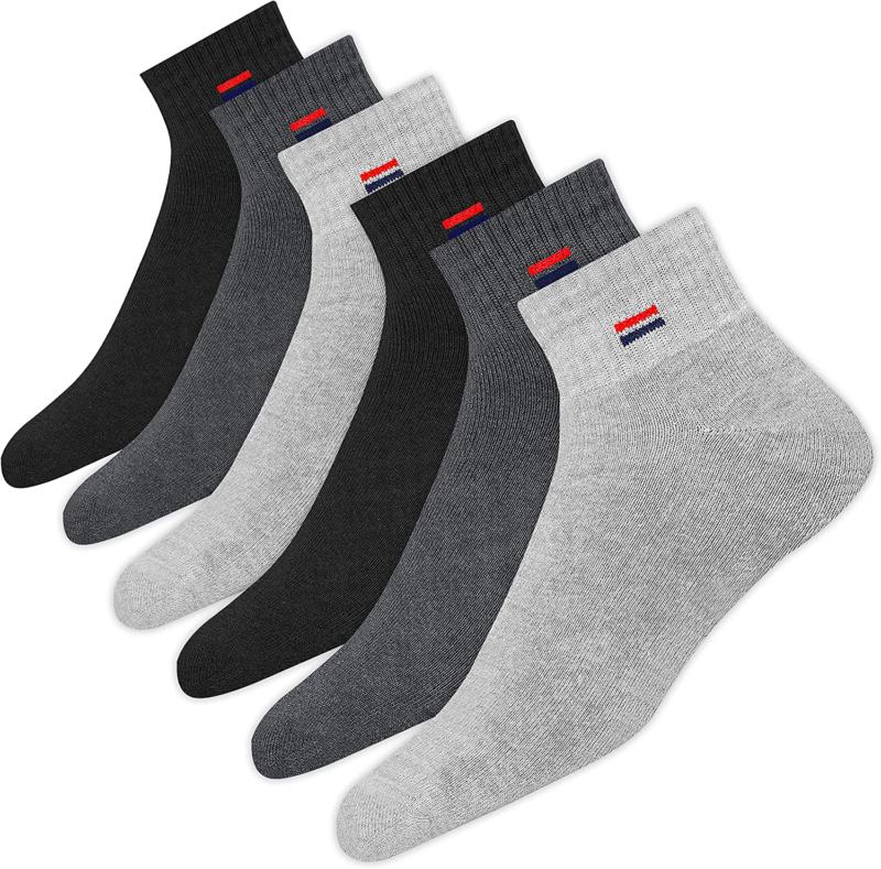 Men'S Cotton Socks Athletic Quarter Socks for Running, Training, Casual Wear Pack of 6 - Image 8