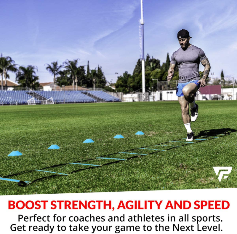 Pro Agility Ladder and Cones - Speed and Agility Training Set with 15 Ft Fixed-Rung Ladder & 12 Cones for Soccer, Football, Sports, Exercise, Workout, Footwork Drills - Includes Heavy Duty Carry Bag - Image 3