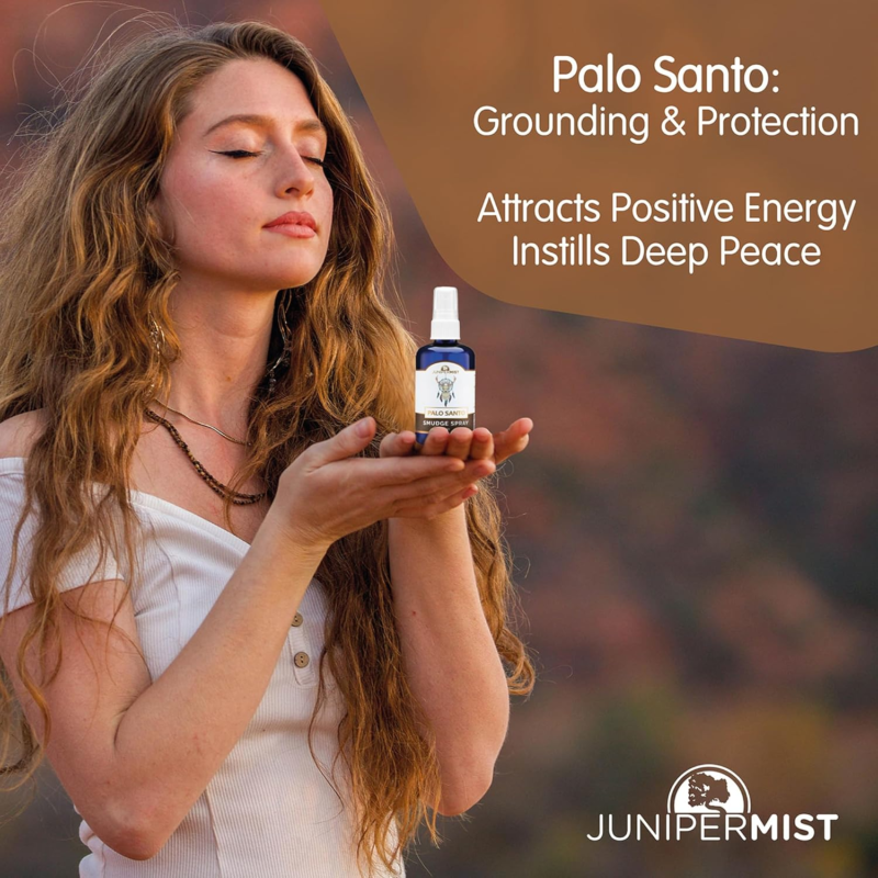 Palo Santo and Sage Smudge Spray (4 Fl Oz) - for Cleansing Negative Energy - Sage Spray Alternative to Smudge Sticks - Sustainably Made in USA with Pure Essential Oils and Real Crystals - Image 4