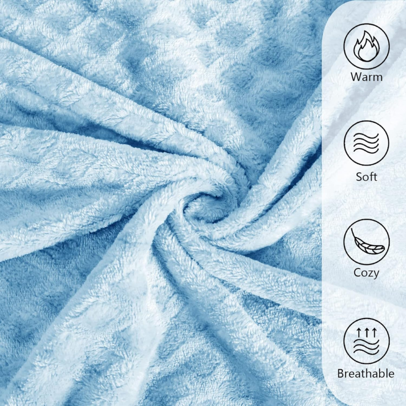 Diamond Ultra Soft Fleece Blanket, Twin Size Flannel Blankets for Bed (Ice Blue, 90 X 66 Inches) - Cozy, Warm and Lightweight - Image 5