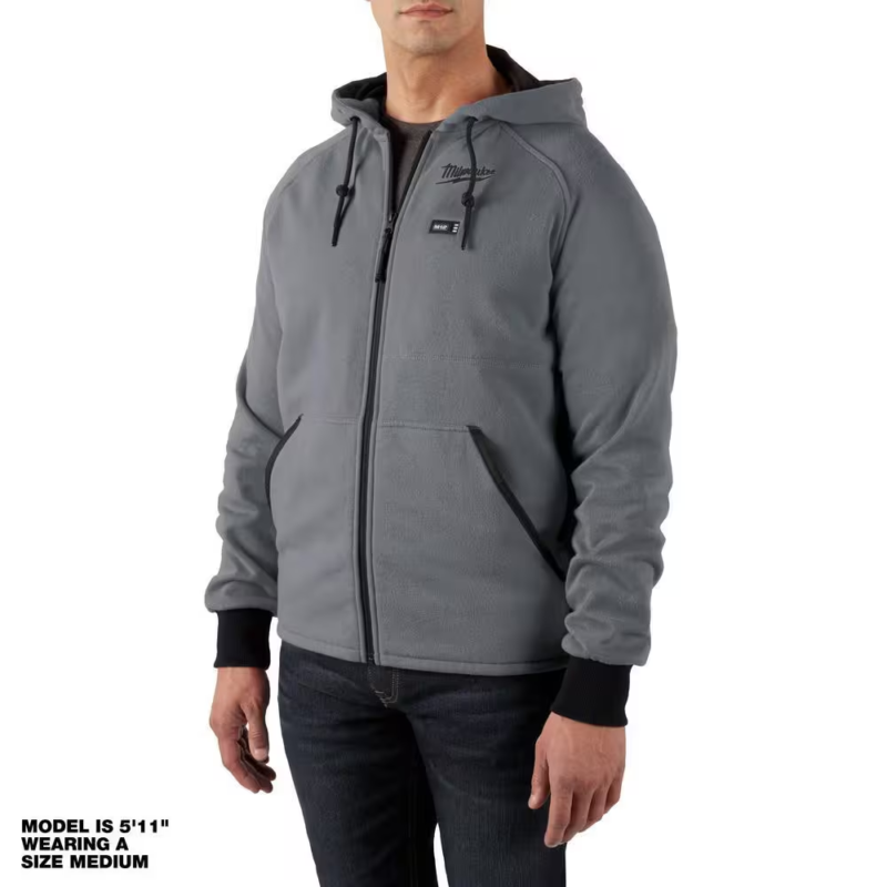 Men'S Small M12 12-Volt Lithium-Ion Cordless Gray Heated Jacket Hoodie (Jacket and Battery Holder Only)