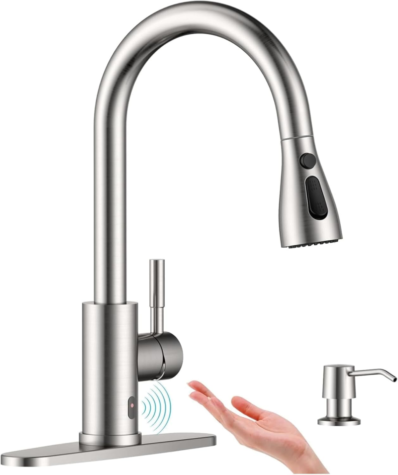 Pull down Kitchen Faucet with Sprayer Oil Rubbed Bronze, Single Handle One Hole High Arc Pull Out Spray Head Kitchen Sink Faucet with Deck Plate - Image 21