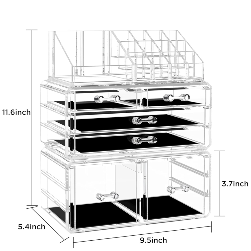 Acrylic Clear Dustproof Makeup Storage Organizer Drawers Large Skin Care Cosmetic Display Cases for Bathroom Stackable Storage Box with 6 Drawers for Vanity (Clear) - Image 4