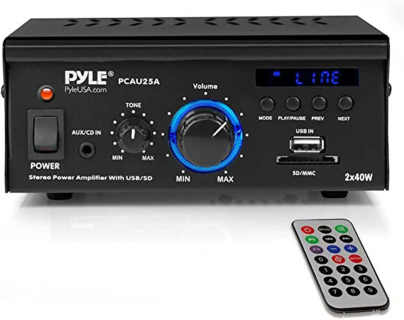 Audio Power Amplifier System - 2X40W Dual Channel Mini Theater Power Stereo Sound Receiver Box