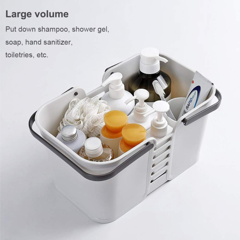 Plastic Storage Baskets with Handles, Storage Bin Shower Caddy Organizer for Bathroom and Kitchen, White - Image 3